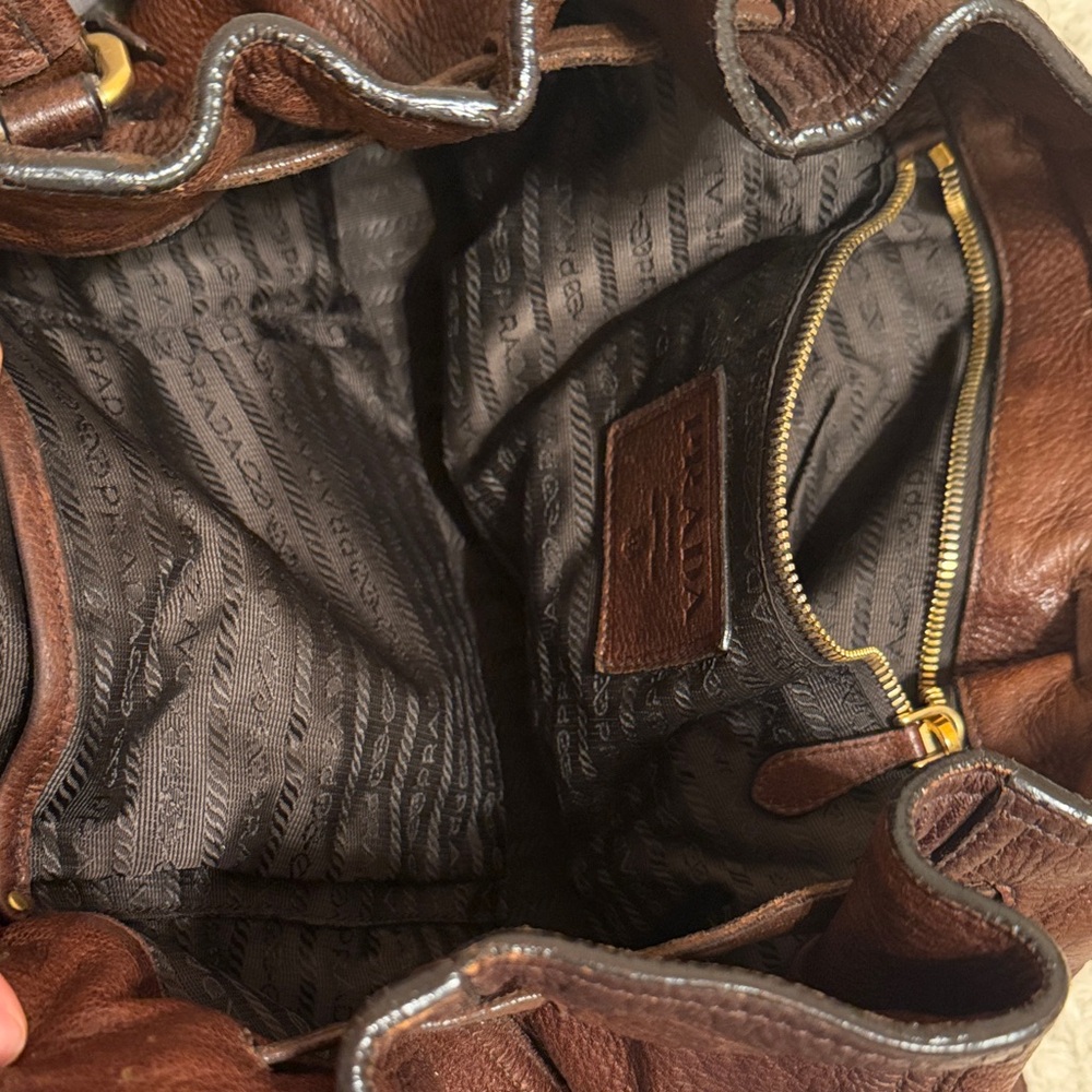 Prada Cervo Brown Pebbled Leather Tote - Picture 12 of 16